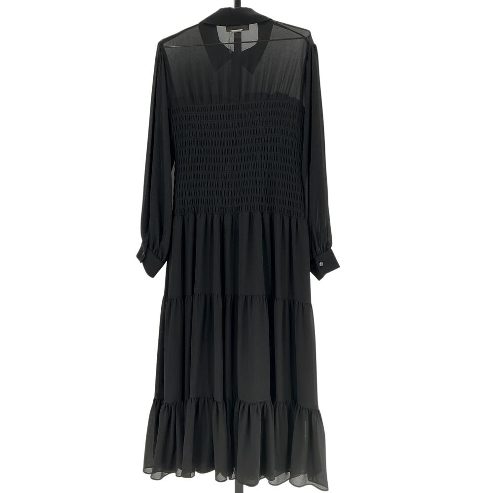 Michael Kors Elegant Black Smocked Button-Front Dress Size XL - Picture 3 of 4